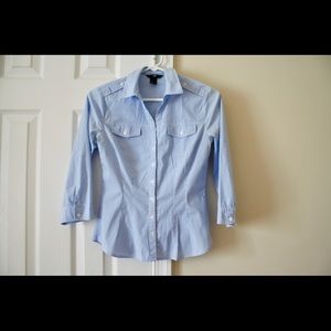 🦋✨H&M Blue and White Striped Button Down Blouse